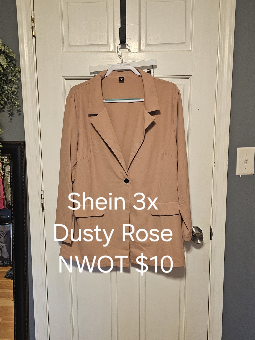 SHEIN Dusty Rose Single-Button Blazer